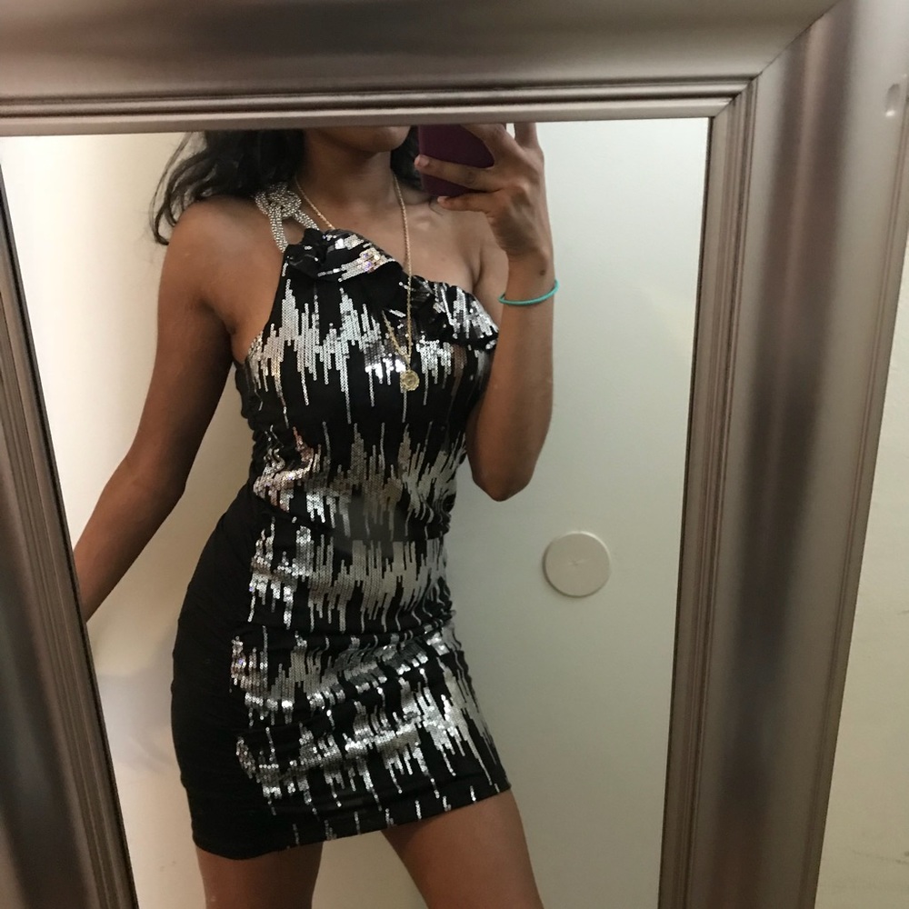 sequin one strap dress